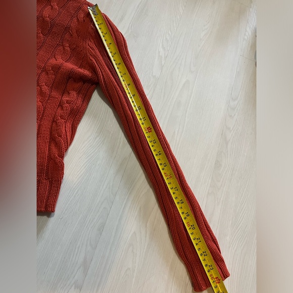 100% cotton burnt orange turtle neck cable knit sweater size XS - Picture 5 of 5